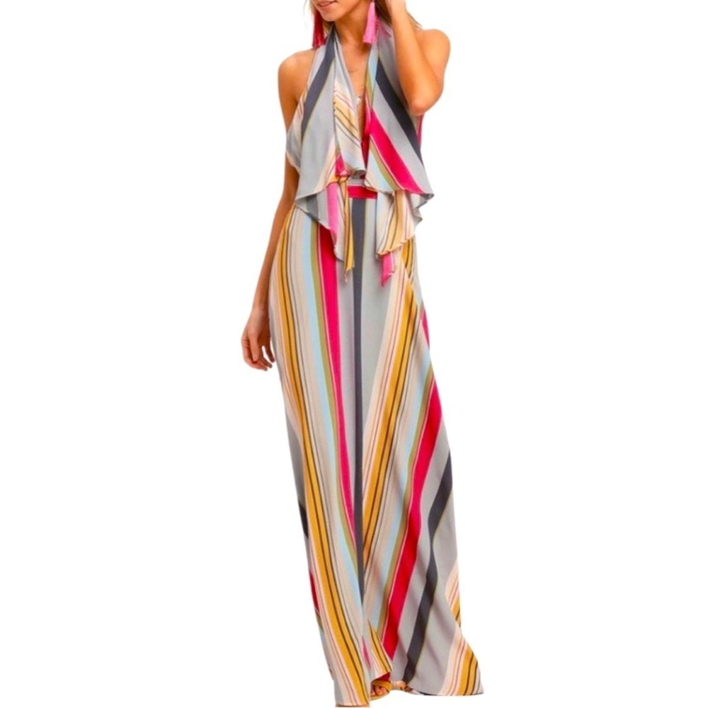 Lulu's Esplanade Drape Front Halter Maxi Dress Size: XS